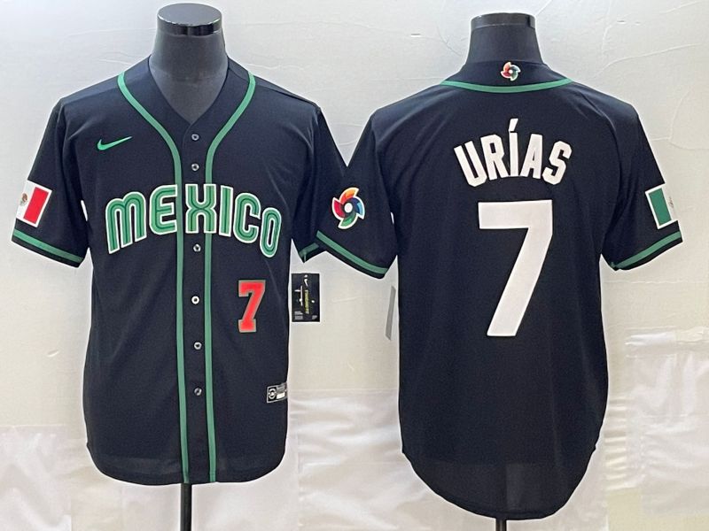 Men 2023 World Cub Mexico #7 Urias Black Nike MLB Jersey37